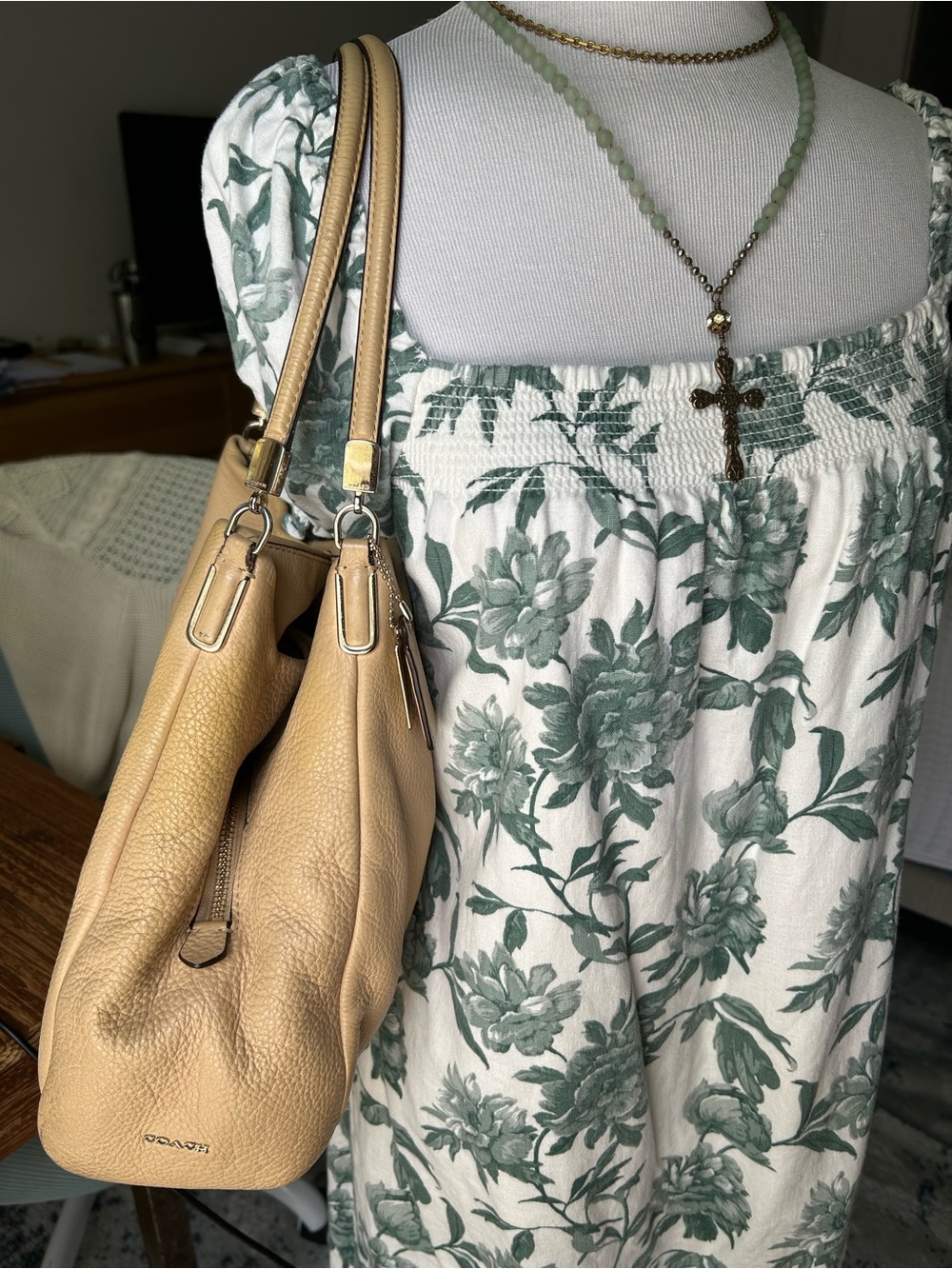 Coach Madison Pebbled Leather Hobo Bag in Tan - Picture 3 of 9